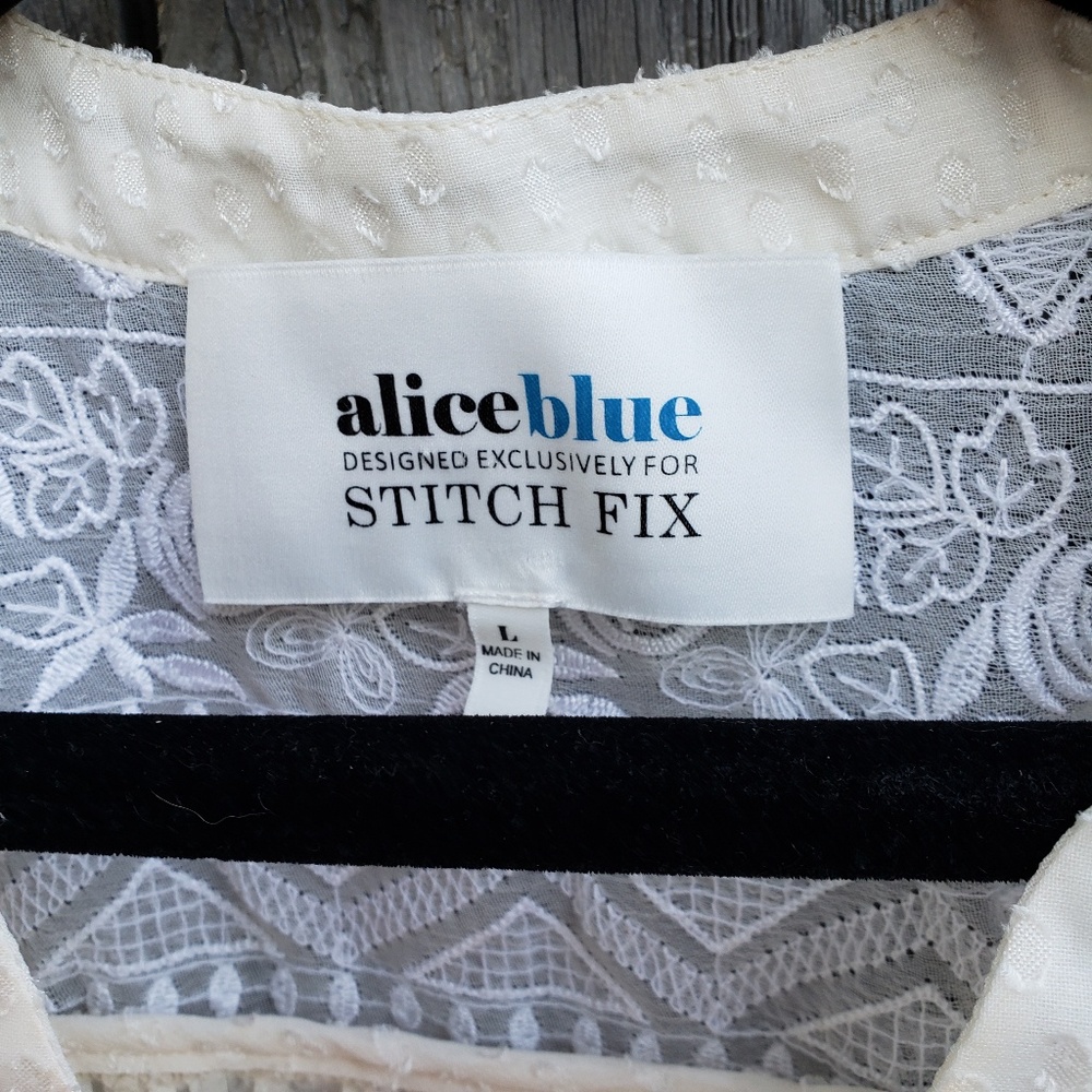 SOLD Stitch Fix Cream Embroidered Sheer Top - Picture 6 of 6